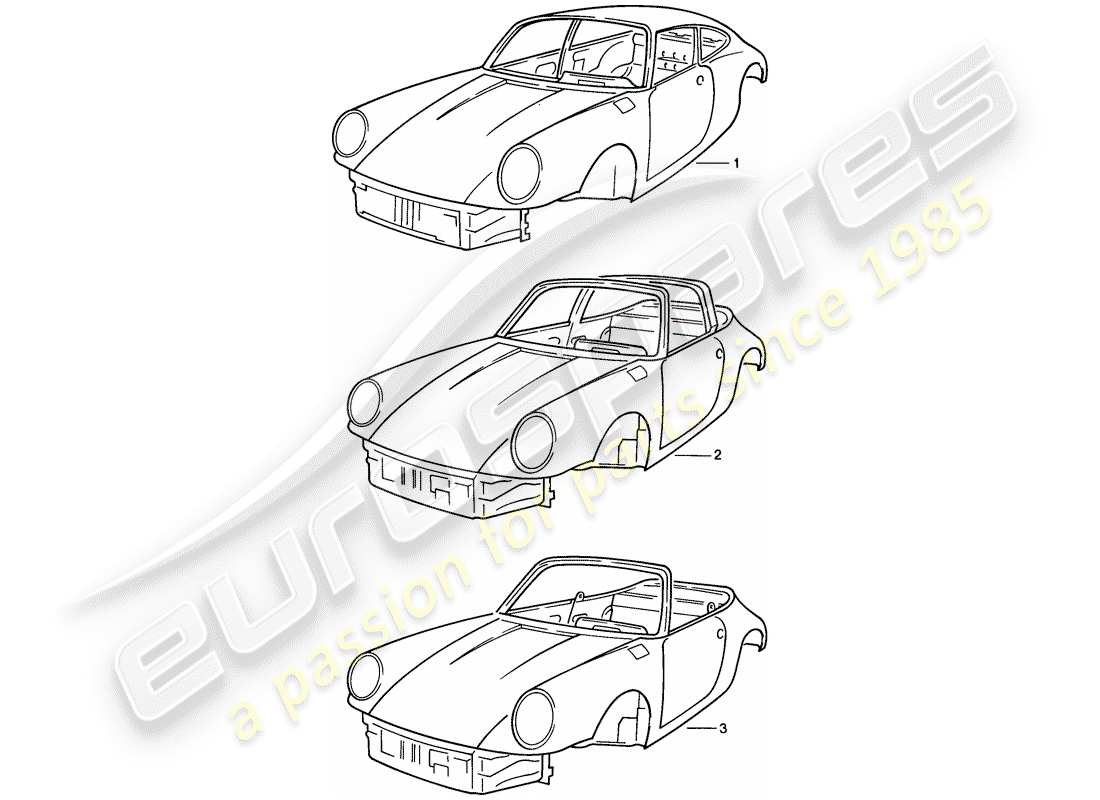 Porsche 911 (1988) car body Part Diagram