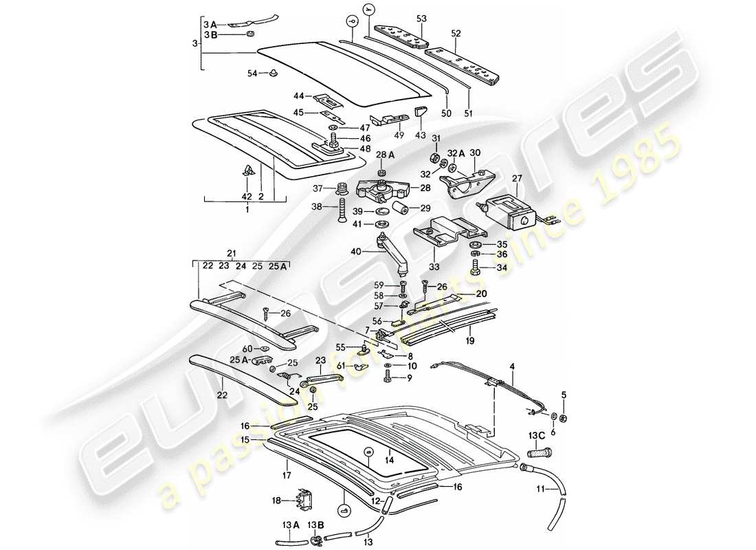 Porsche 911 (1988) SUNROOF Part Diagram