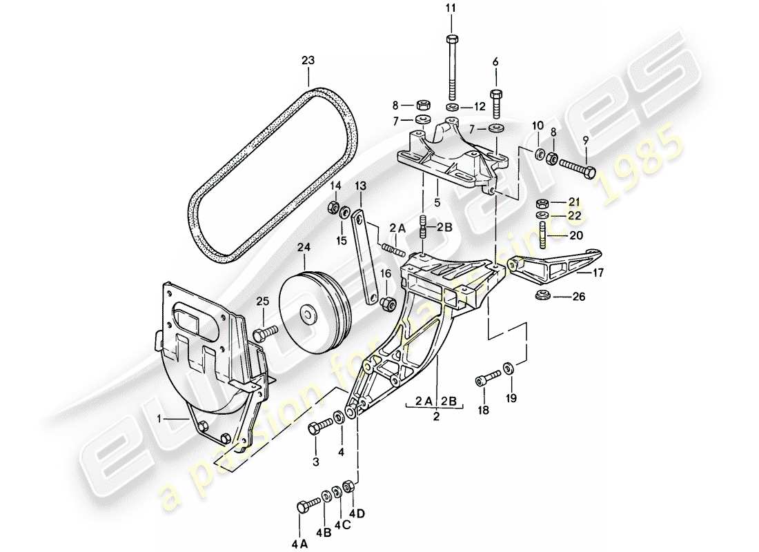 Porsche 911 (1988) COMPRESSOR - MOUNTING - DRIVING MECHANISM Part Diagram