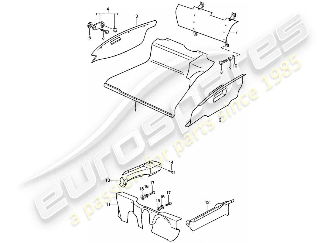 Porsche 911 (1988) SPECIAL MODEL - FLATNOSE DESIGN - INTERIOR EQUIPMENT - FRONT LUGGAGE COMPARTMENT Part Diagram