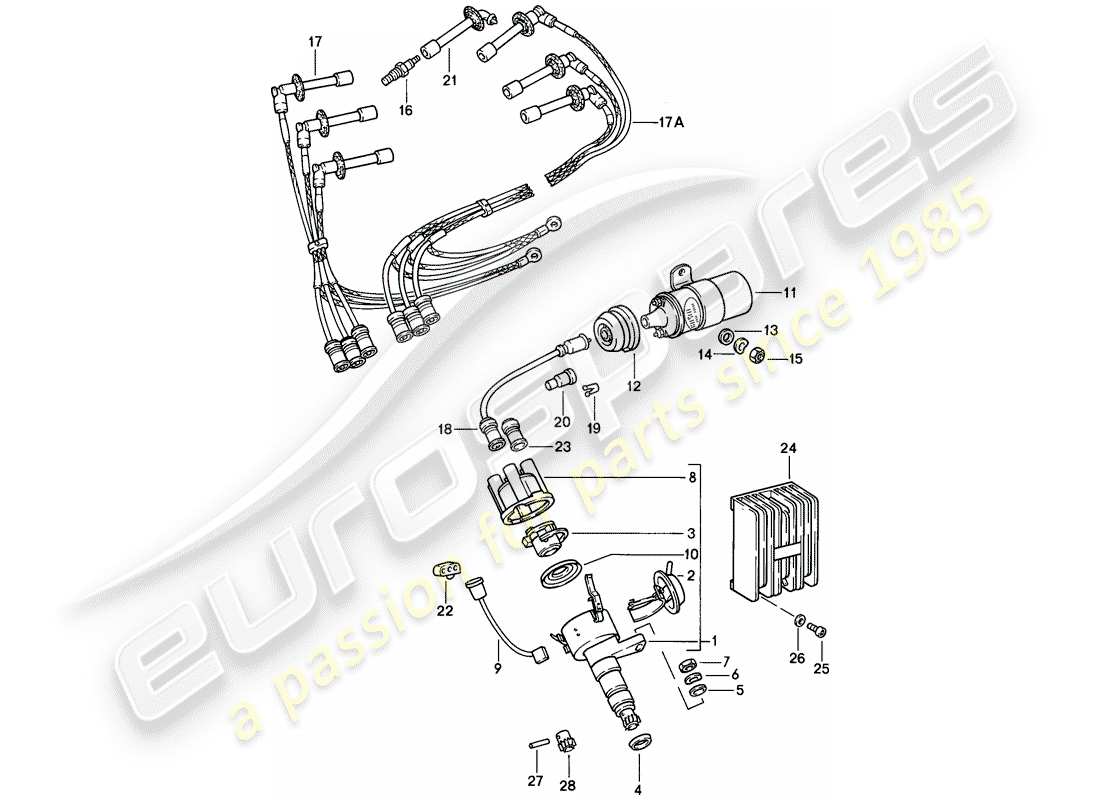 Porsche 911 (1988) ENGINE ELECTRICS 1 Part Diagram