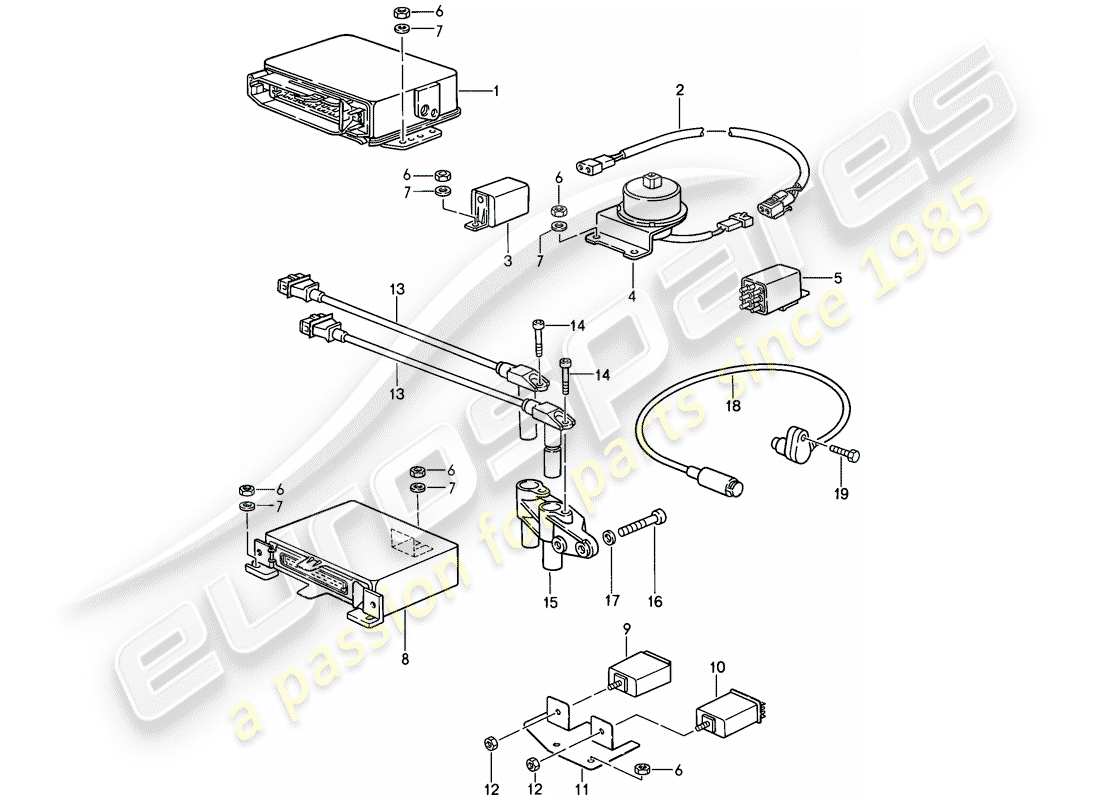 Porsche 911 (1988) ENGINE ELECTRICS 3 Part Diagram