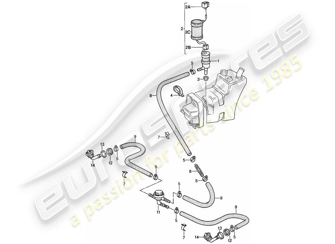 Porsche 911 (1988) HEADLIGHT WASHER SYSTEM Part Diagram