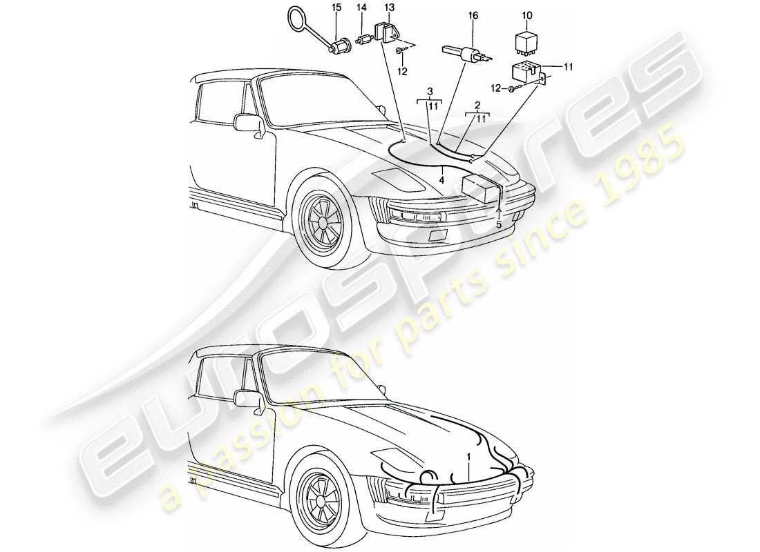 Porsche 911 (1988) SPECIAL MODEL - FLATNOSE DESIGN - WIRING HARNESSES - RELAY Part Diagram