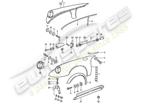 a part diagram from the Porsche 911 (1988) parts catalogue