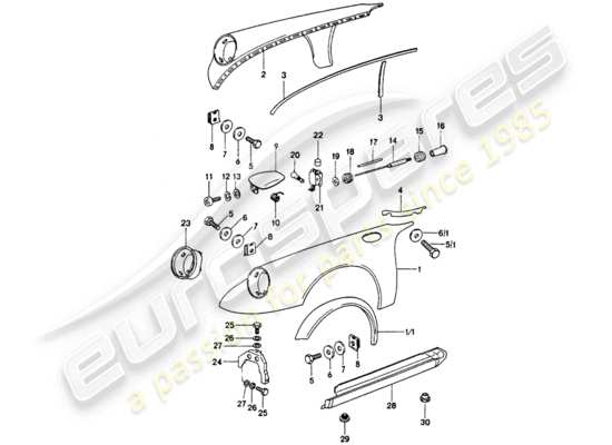 a part diagram from the Porsche 911 Turbo parts catalogue