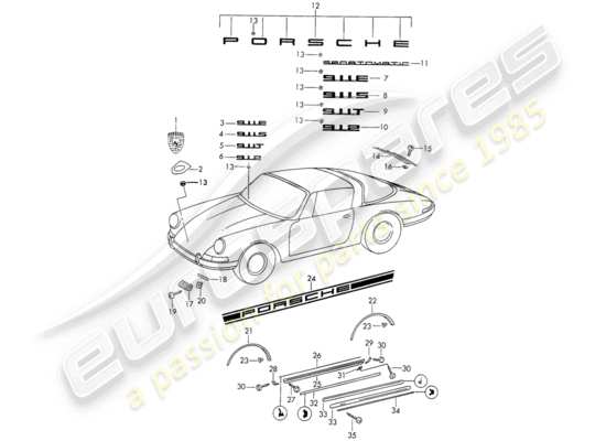 a part diagram from the Porsche 911/912 parts catalogue