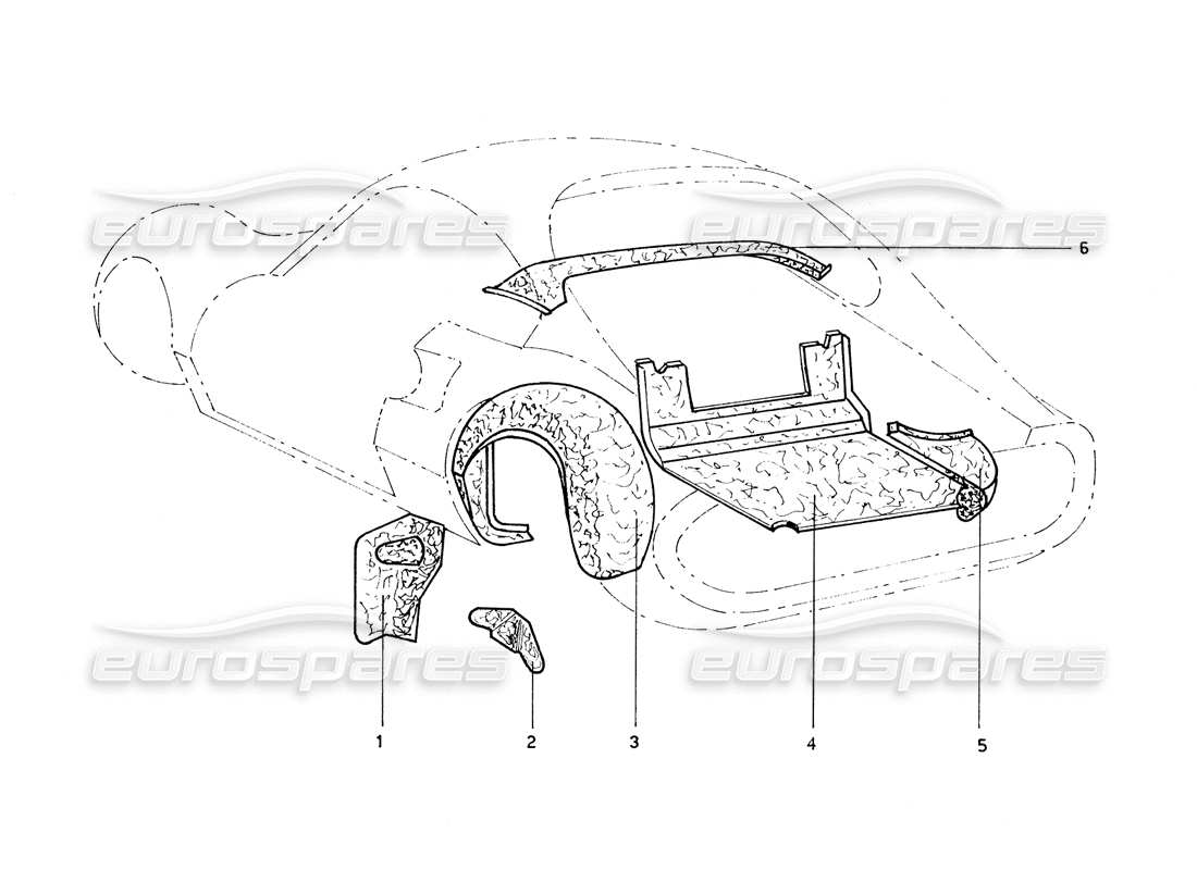 Ferrari 206 GT Dino (Coachwork) Rear Inner Panels & Sheilds Parts Diagram