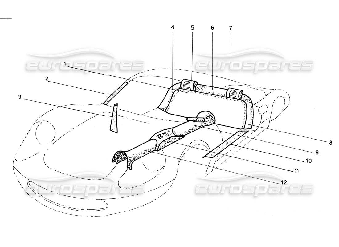 Ferrari 206 GT Dino (Coachwork) Centre Console & Head Rests Parts Diagram