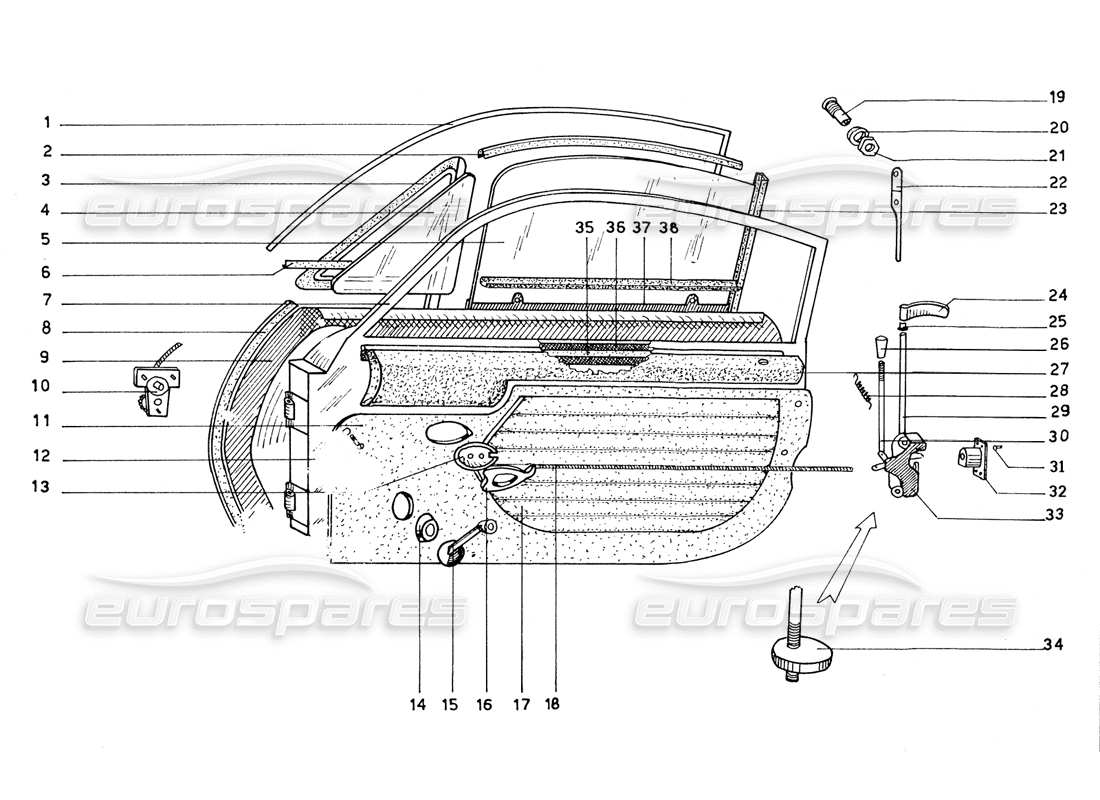 Ferrari 206 GT Dino (Coachwork) Doors,Trims & Finishings Parts Diagram