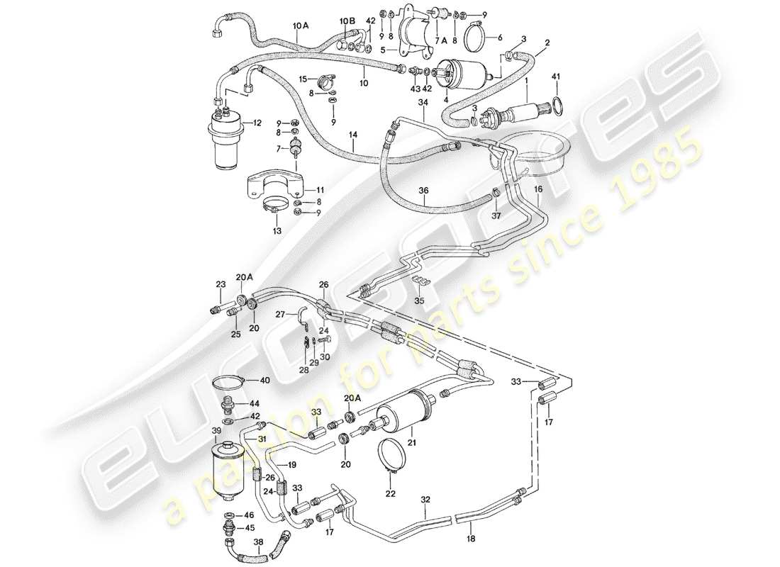 Porsche 924 (1976) FUEL SYSTEM - F 92-49103 158>> - F 92-49400 051>> Part Diagram