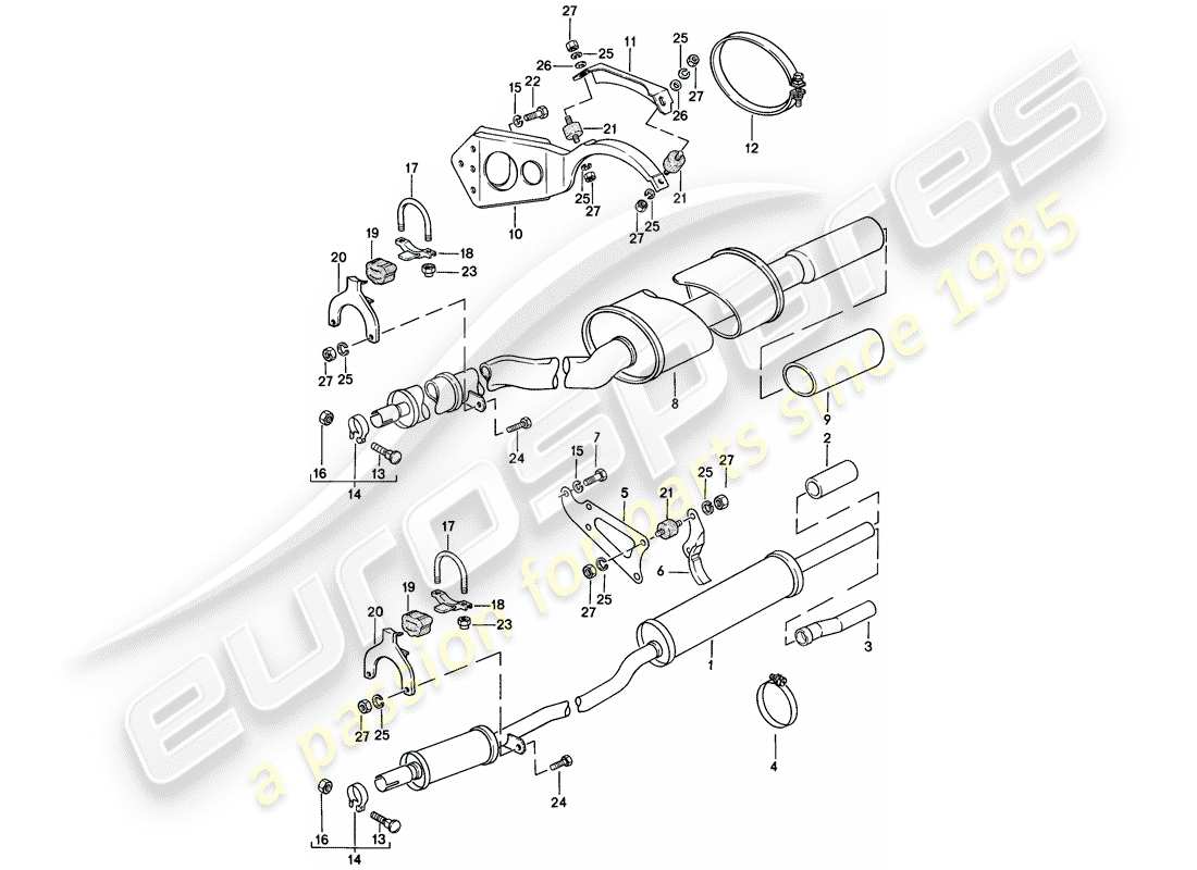 Porsche 924 (1976) EXHAUST SYSTEM - EXHAUST SILENCER, REAR Part Diagram