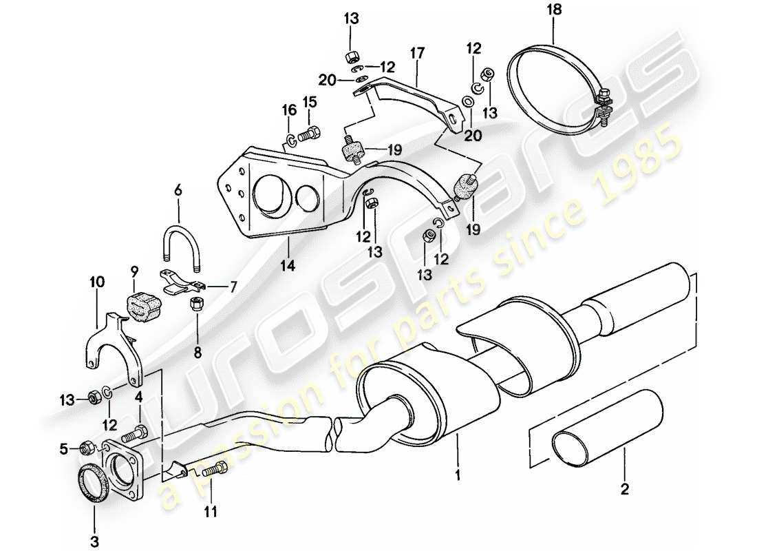 Porsche 924 (1976) EXHAUST SYSTEM - EXHAUST SILENCER, REAR Part Diagram