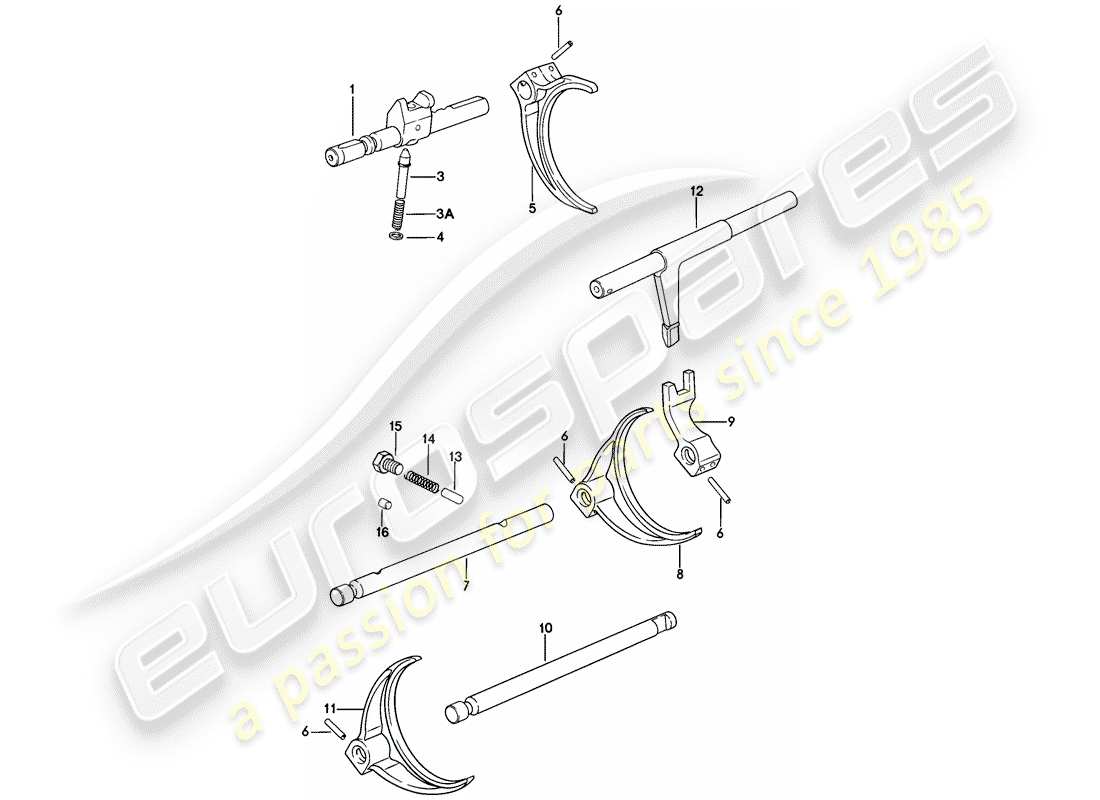 Porsche 924 (1976) TRANSMISSION CONTROL - 5-SPEED Part Diagram