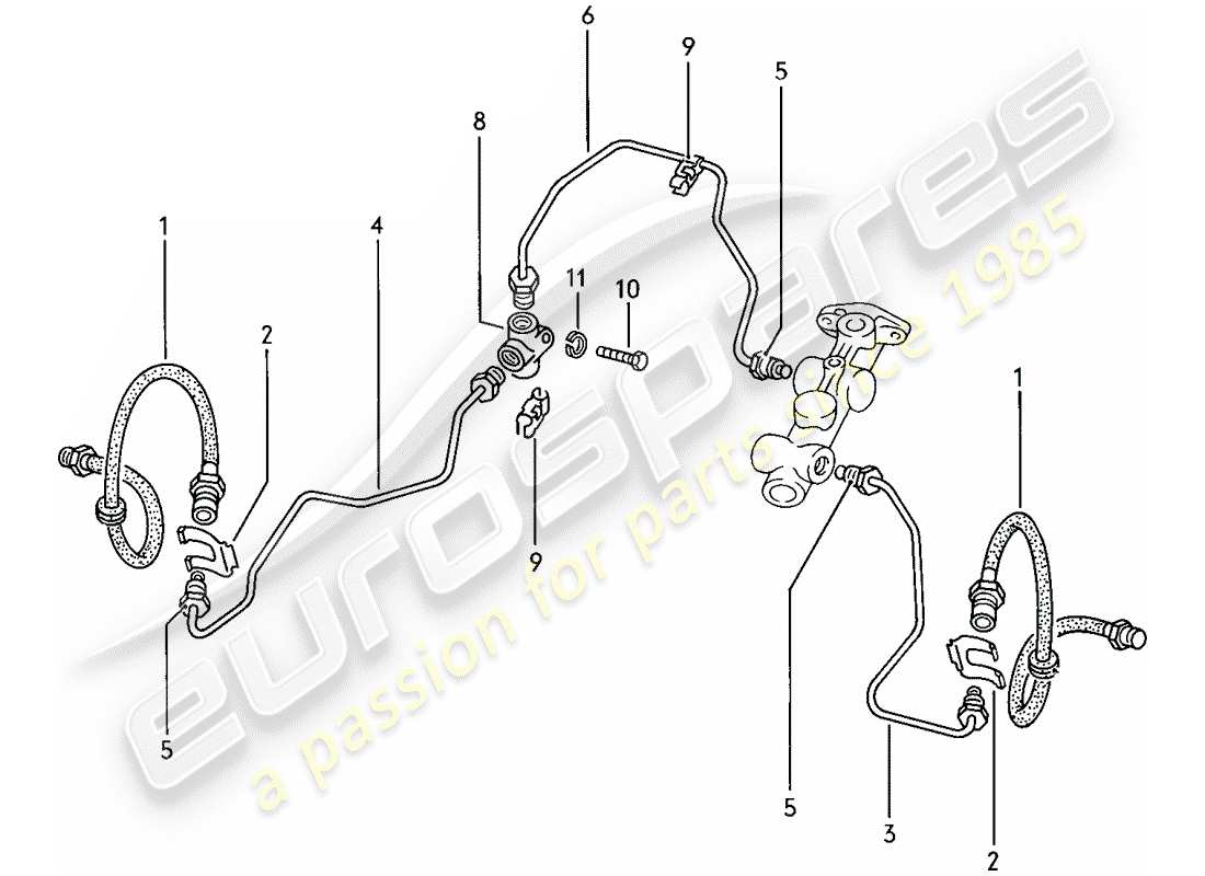 Porsche 924 (1976) brake lines Part Diagram