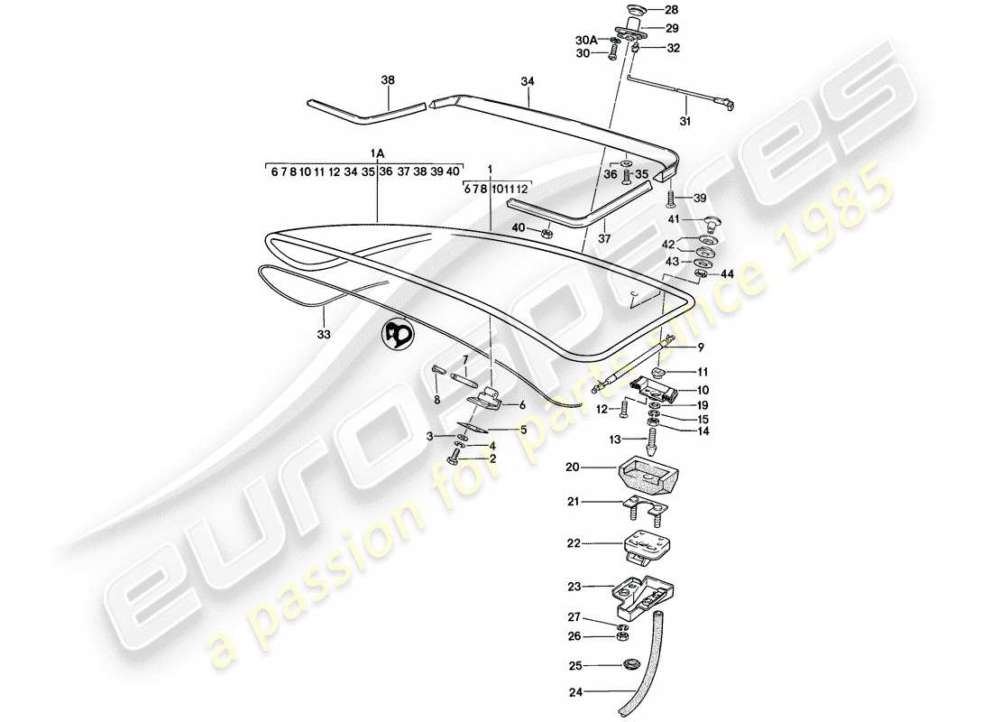 Porsche 924 (1976) REAR TRUNK LID - WITH: - REAR WINDOW GLASS Part Diagram