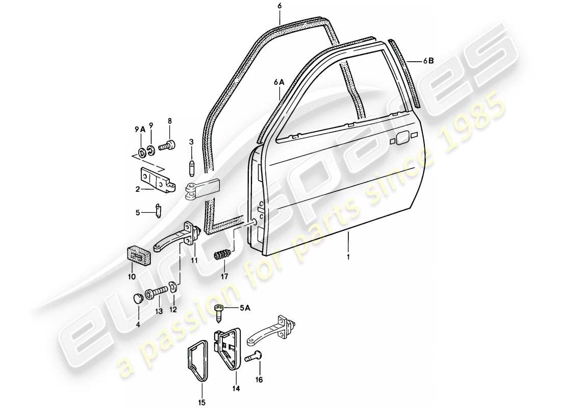 Porsche 924 (1976) DOOR Part Diagram