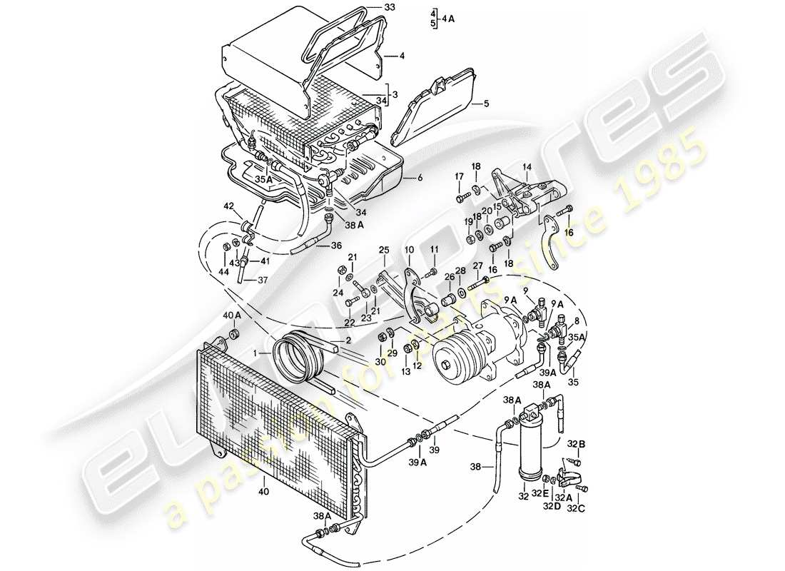 Porsche 924 (1976) AIR CONDITIONER Part Diagram