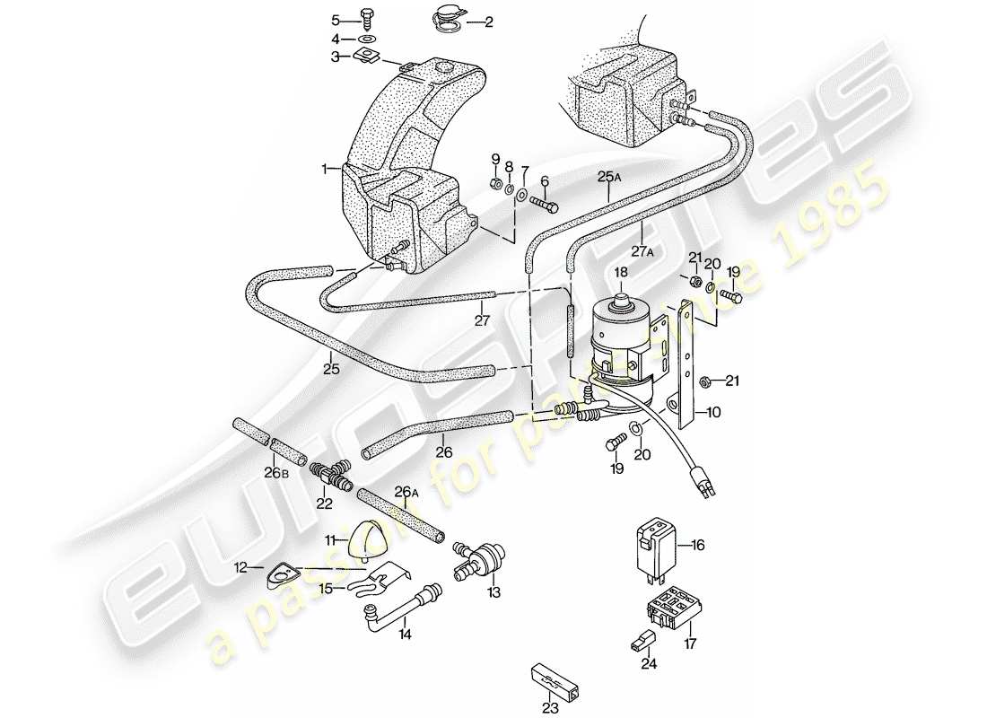 Porsche 924 (1976) HEADLIGHT WASHER SYSTEM - D >> - MJ 1978 Part Diagram