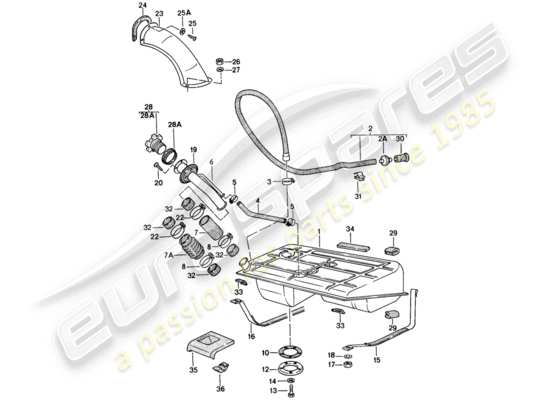 a part diagram from the Porsche 924 (1976) parts catalogue