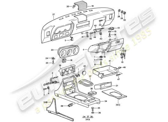 a part diagram from the Porsche 924 (1976) parts catalogue