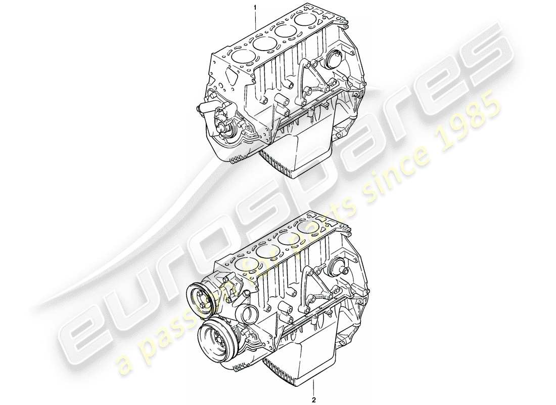 Porsche 924 (1977) SHORT ENGINE - WITH: - CRANKSHAFT - PISTON - OIL PUMP Part Diagram