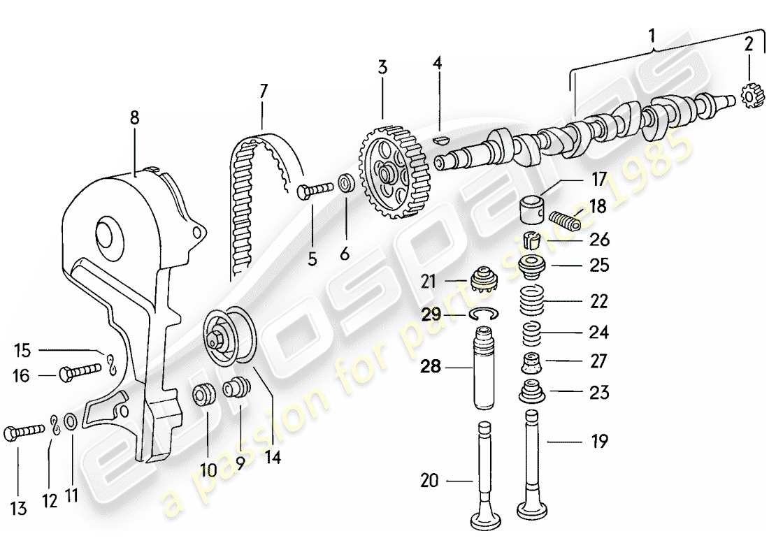 Porsche 924 (1977) CAMSHAFT - VALVES Part Diagram