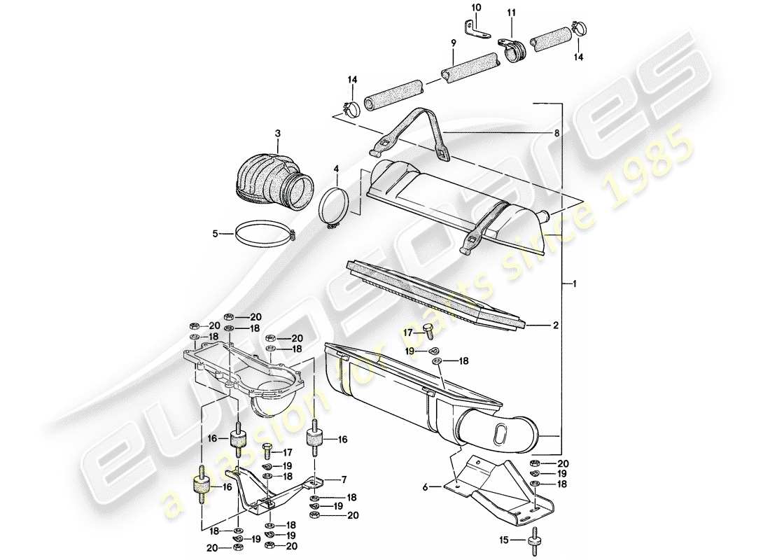 Porsche 924 (1977) air cleaner system Part Diagram