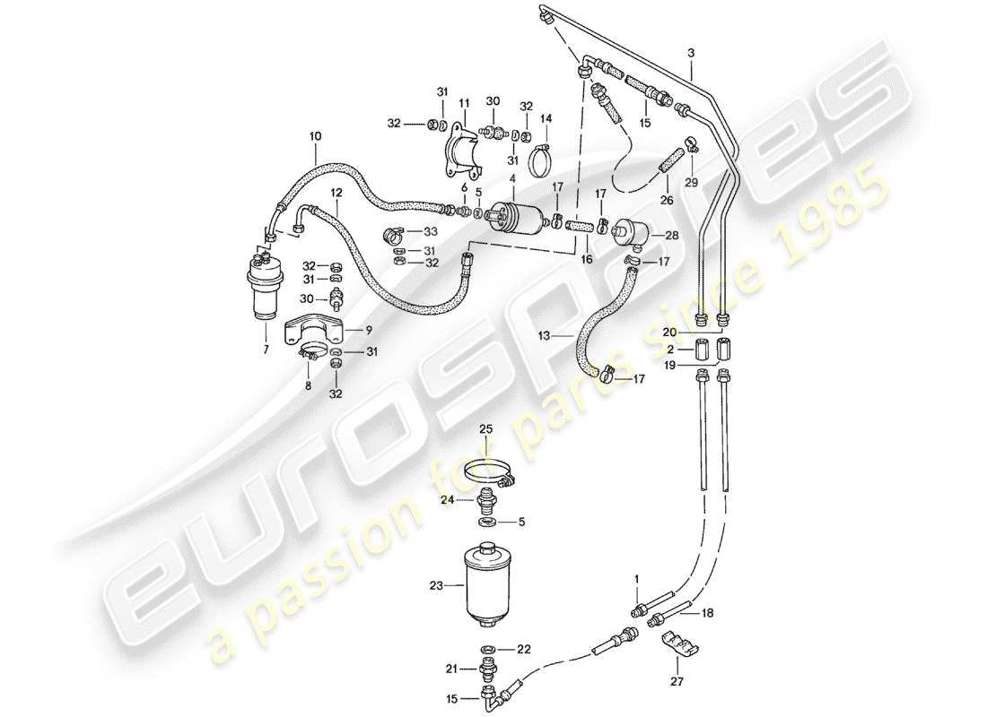 Porsche 924 (1977) FUEL SYSTEM - F 92-49100 001>> - F >> 92-49103 157 Part Diagram