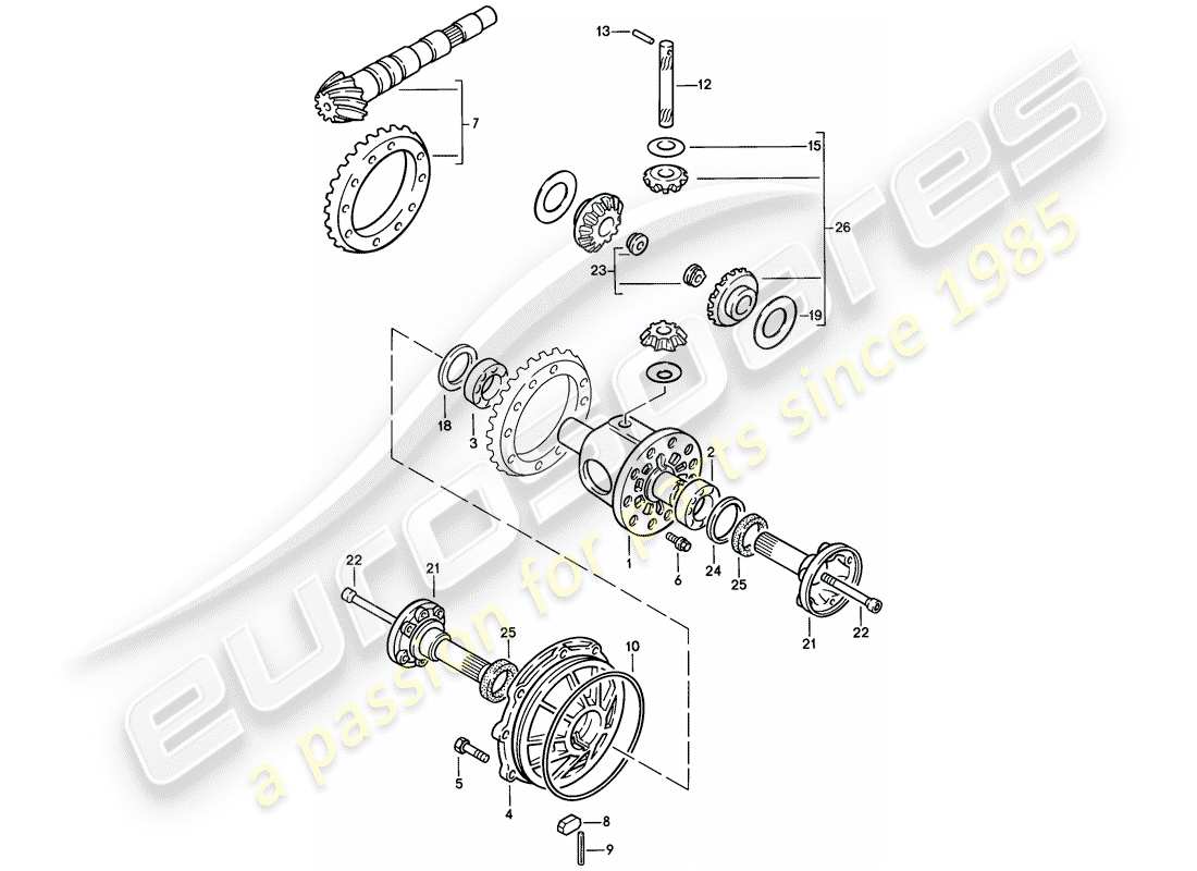 Porsche 924 (1977) DIFFERENTIAL - 4-SPEED Part Diagram