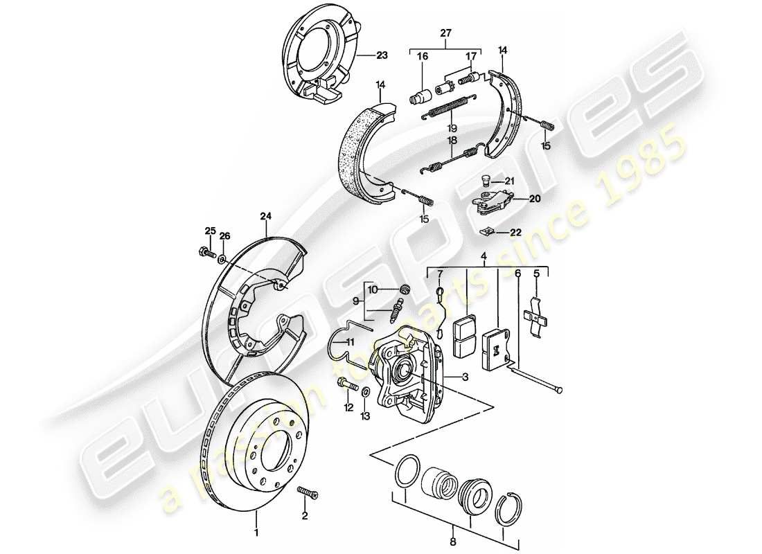 Porsche 924 (1977) DISC BRAKES - REAR AXLE Part Diagram