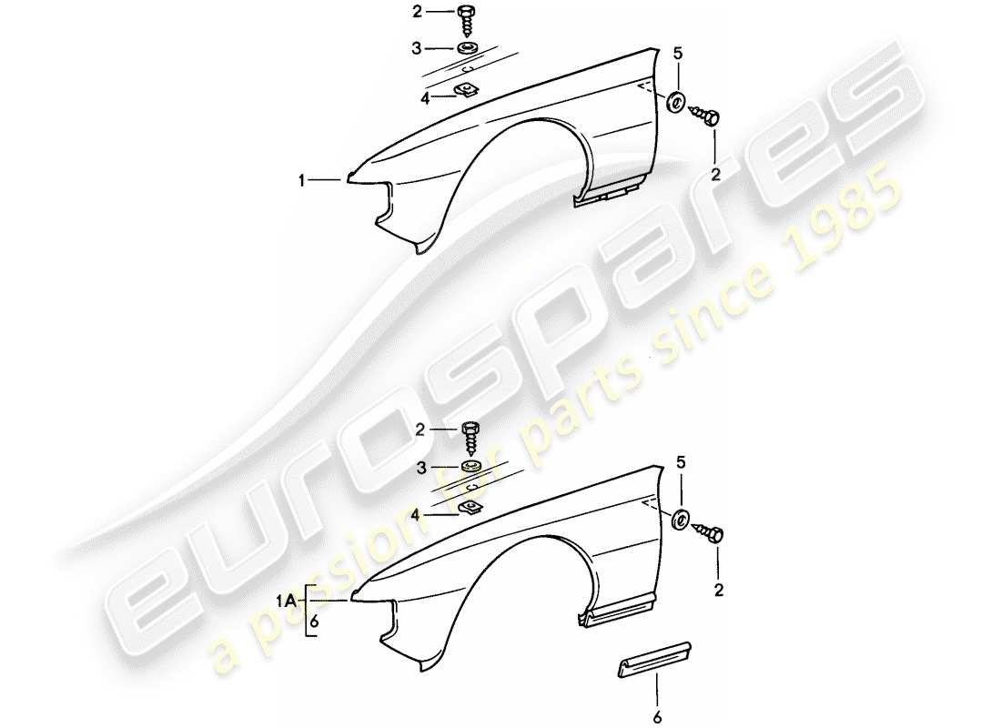 Porsche 924 (1977) FENDER Part Diagram