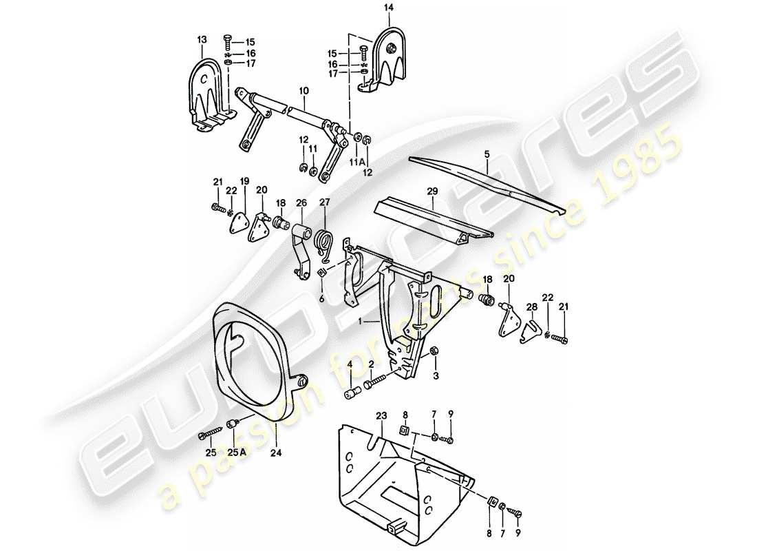 Porsche 924 (1977) POP-UP HEADLIGHT Part Diagram