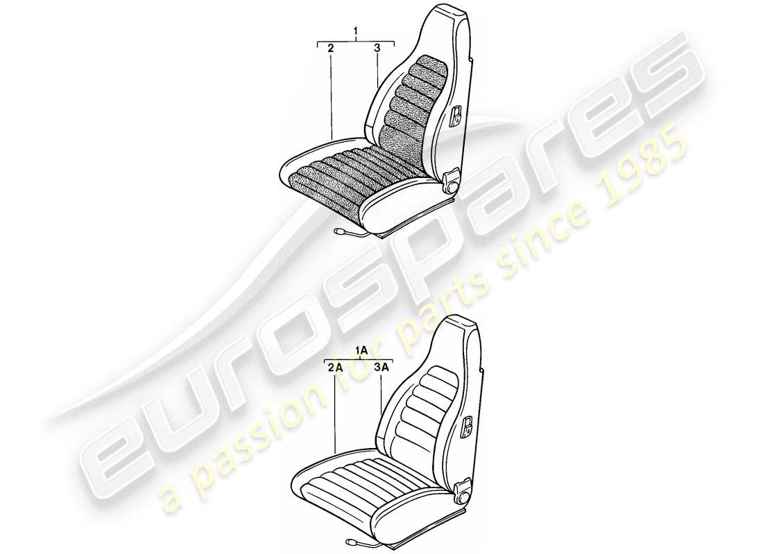 Porsche 924 (1977) FRONT SEAT - COMPLETE - SEAT COVER Part Diagram