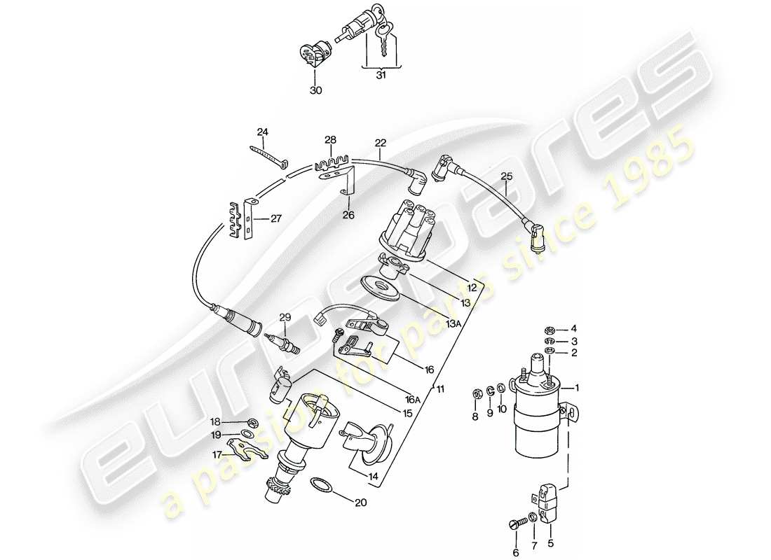 Porsche 924 (1977) ENGINE ELECTRICS 1 Part Diagram