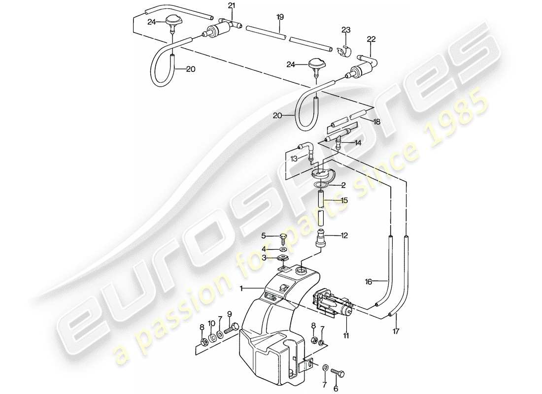 Porsche 924 (1977) WINDSHIELD WASHER UNIT - D - MJ 1979>> - MJ 1979 Part Diagram