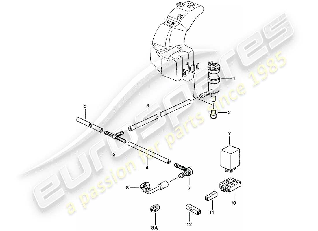 Porsche 924 (1977) HEADLIGHT WASHER SYSTEM - D - MJ 1979>> Part Diagram