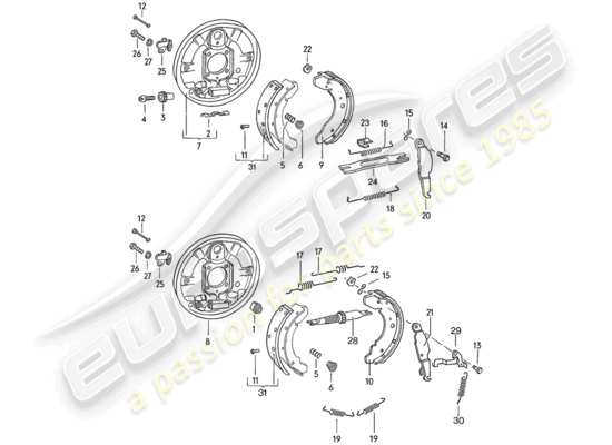 a part diagram from the Porsche 924 (1977) parts catalogue