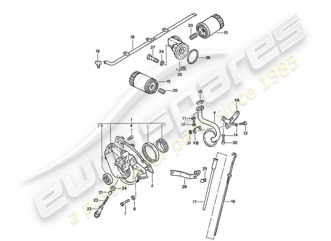 Porsche 924 (1978) Engine Lubrication Part Diagram