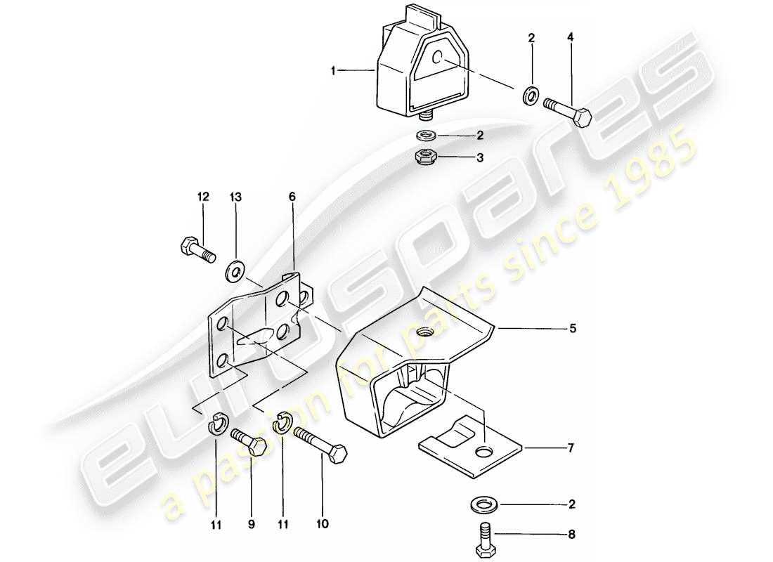 Porsche 924 (1978) TRANSMISSION SUSPENSION Part Diagram