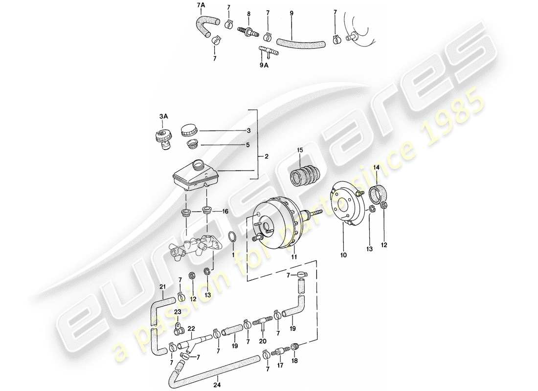 Porsche 924 (1978) RESERVOIR - BRAKE BOOSTER Part Diagram