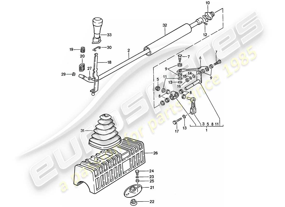 Porsche 924 (1978) SHIFT MECHANISM - MANUAL GEARBOX Part Diagram