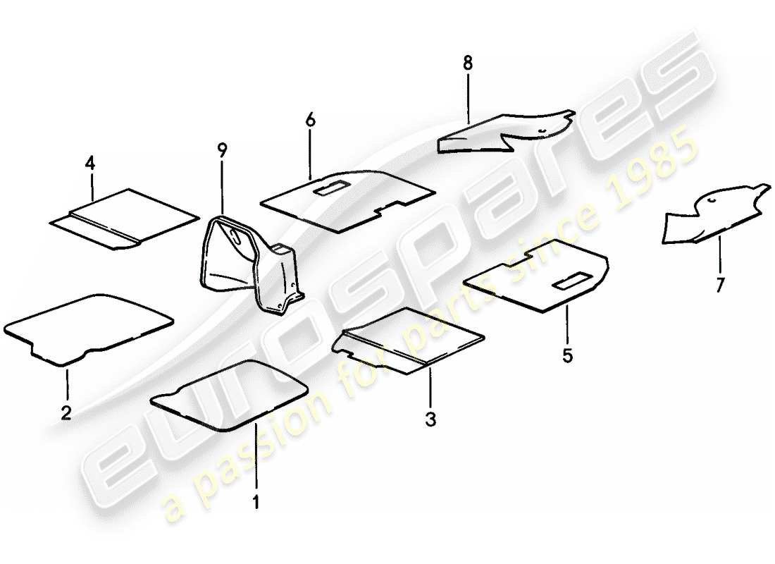 Porsche 924 (1978) sound absorber Part Diagram