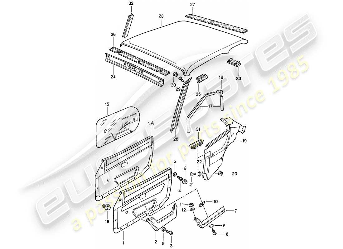 Porsche 924 (1978) trims Part Diagram