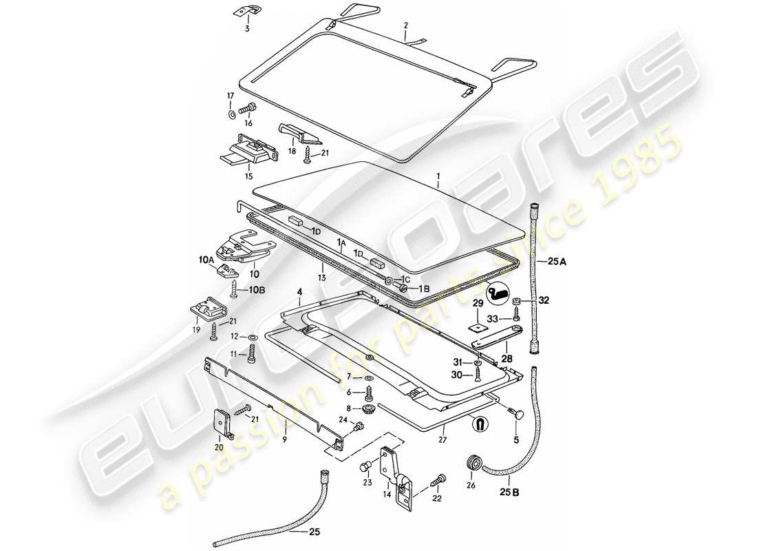 Porsche 924 (1978) LIFTING ROOF Part Diagram