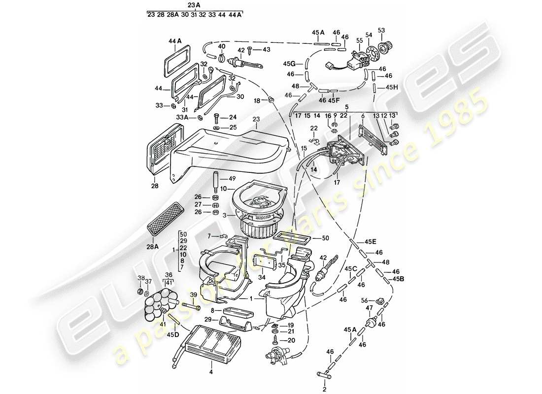 Porsche 924 (1978) HEATER Part Diagram