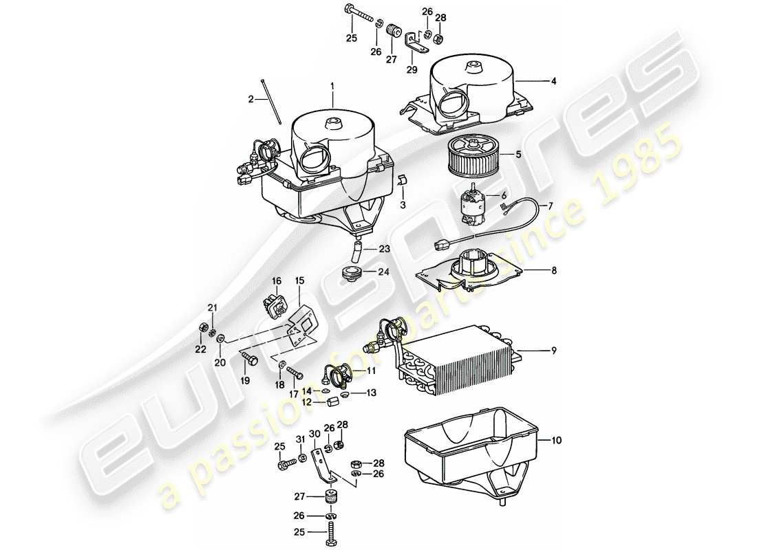 Porsche 924 (1978) evaporator Part Diagram