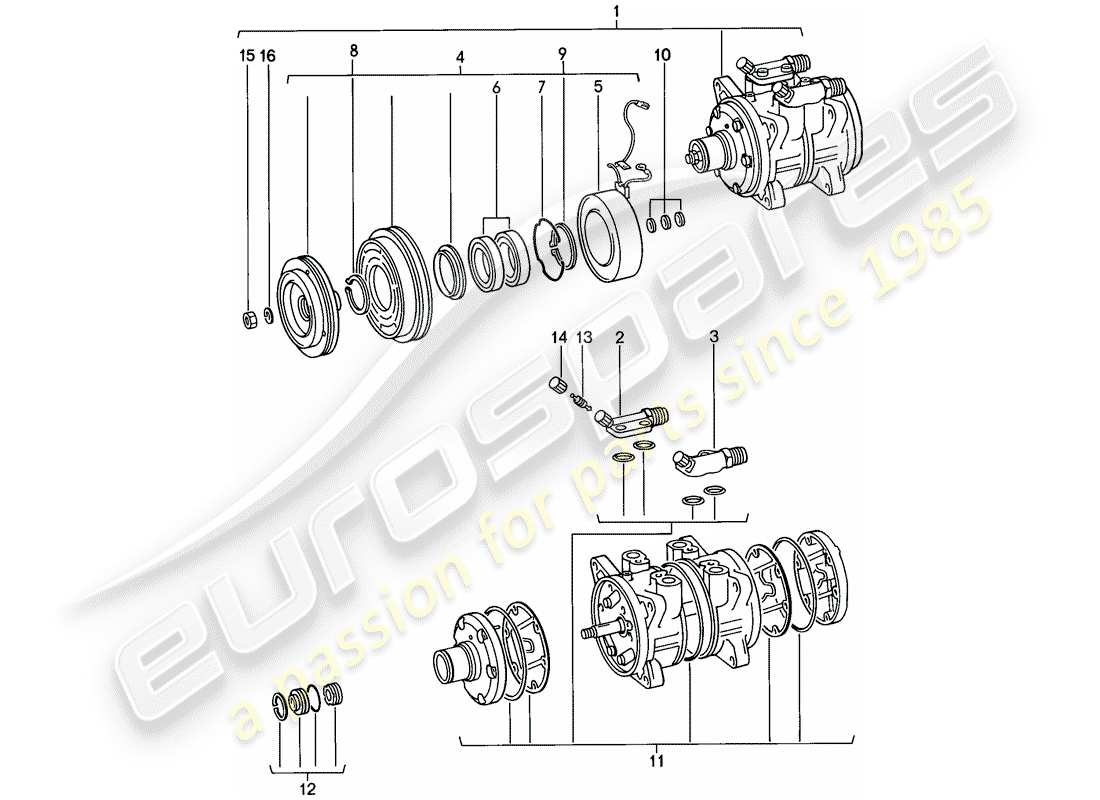 Porsche 924 (1978) COMPRESSOR - D - MJ 1979>> - MJ 1979 Part Diagram