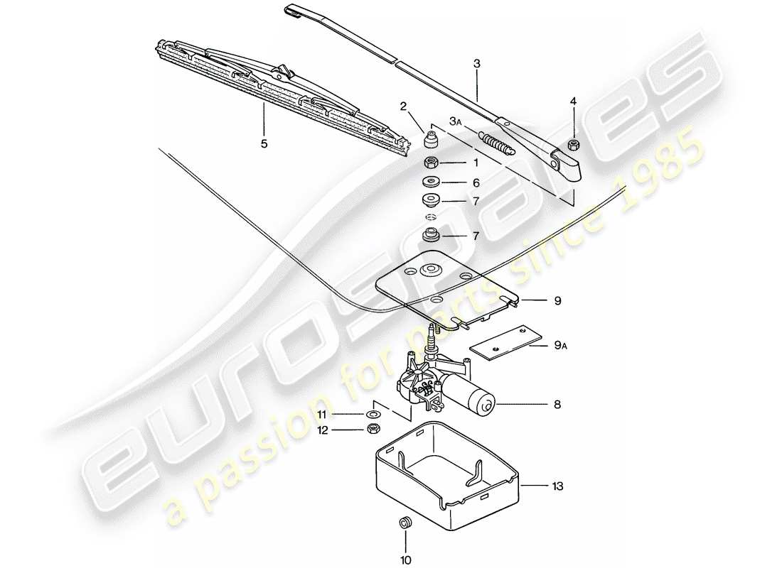 Porsche 924 (1978) REAR WINDOW WIPER Part Diagram