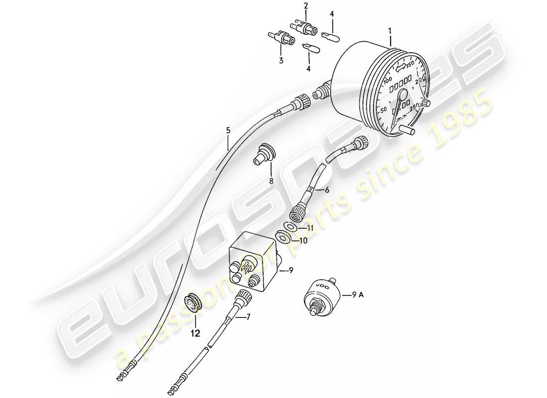 Porsche 924 (1978) SPEEDOMETER - D >> - MJ 1978 Part Diagram